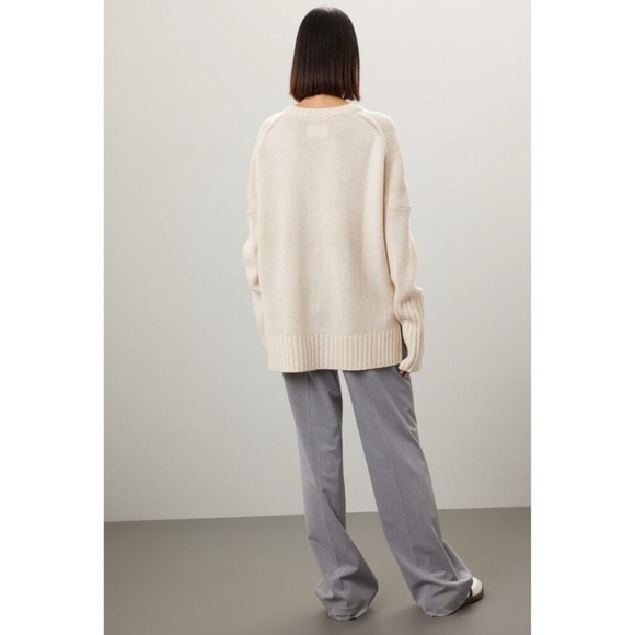 Zadig & Voltaire Malta Amour Cream Blue Varsity Wool Crewneck Sweater Size Large - Picture 3 of 10
